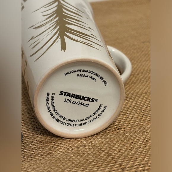 Starbucks | Holiday Gold Tree | Ceramic Travel Tumbler Tall Mug with Lid 2014 - Picture 11 of 14
